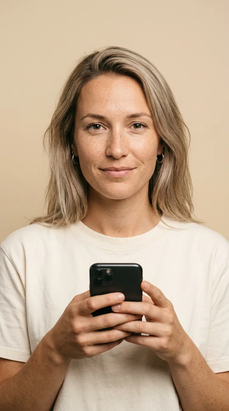 A patient signing up on her phone.