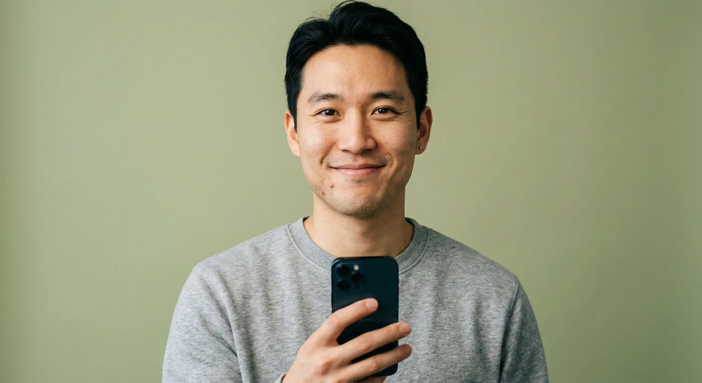 A patient taking photos of their skin on their phone.